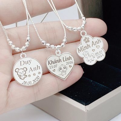 Vòng Cổ Bạc Khắc Tên
